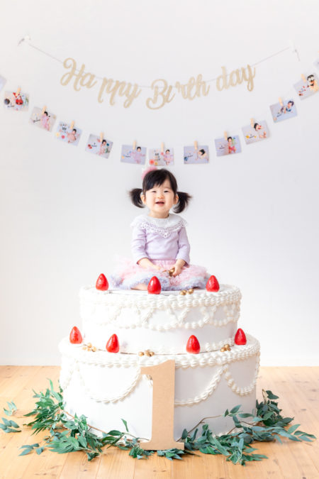 1birthday　ケーキオブジェ　記念写真